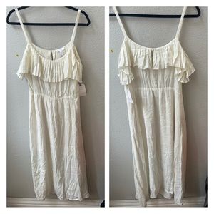 LEITH white scrappy midi flowy dress women's M NWT